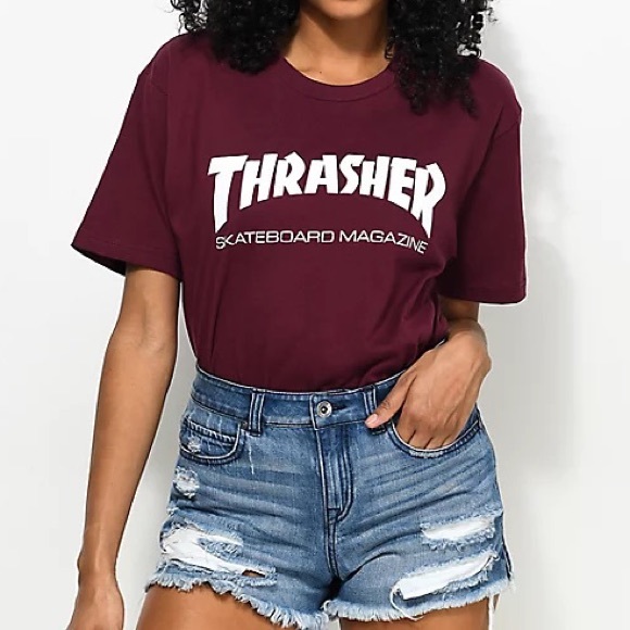Thrasher Tops - Maroon Thrasher Logo T-Shirt